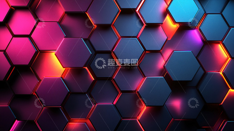 高清大图下载【趣麦麦图】科技感六边形背景