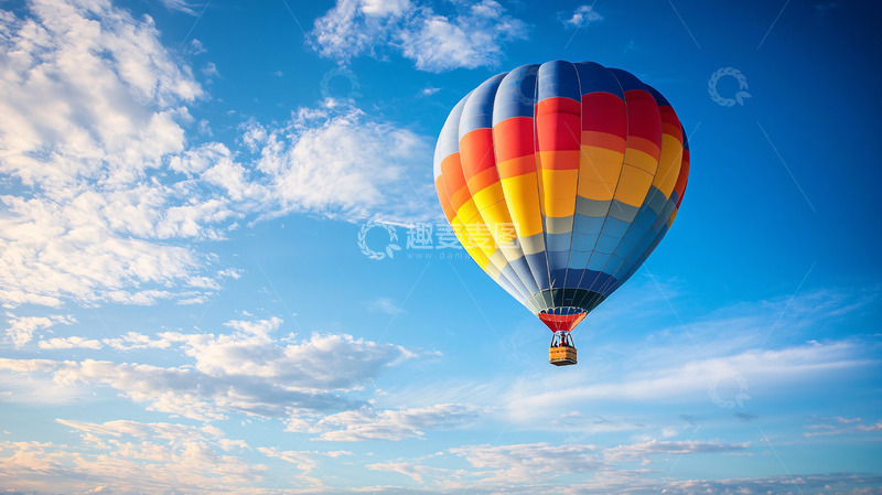 高清大图下载【趣麦麦图】彩色热气球蓝天白云