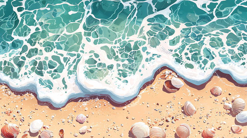 高清大图下载【趣麦麦图】海浪拍打沙滩的唯美画面