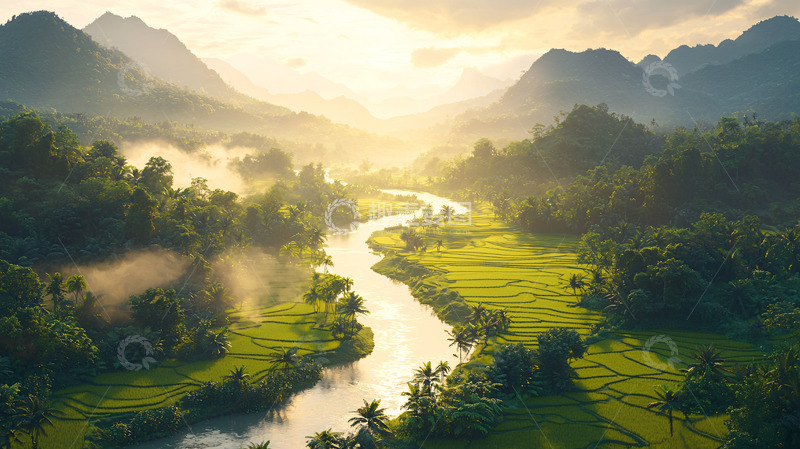 高清大图下载【趣麦麦图】山河田园风光