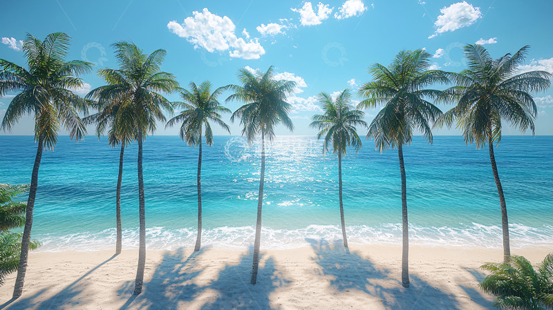 高清大图下载【趣麦麦图】海边棕榈树阳光