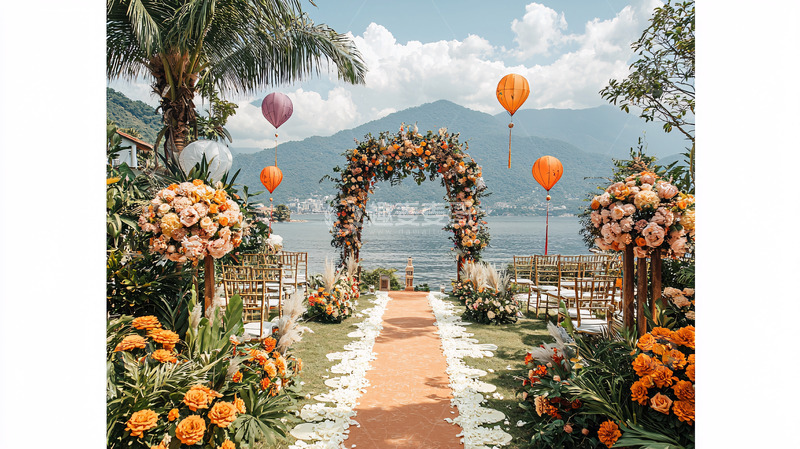 高清大图下载【趣麦麦图】户外湖畔婚礼场景布置
