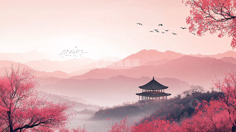 高清大图下载【趣麦麦图】粉色山峰景色