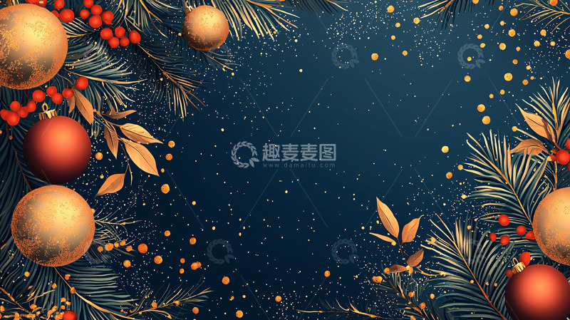 高清大图下载【趣麦麦图】金色圣诞球