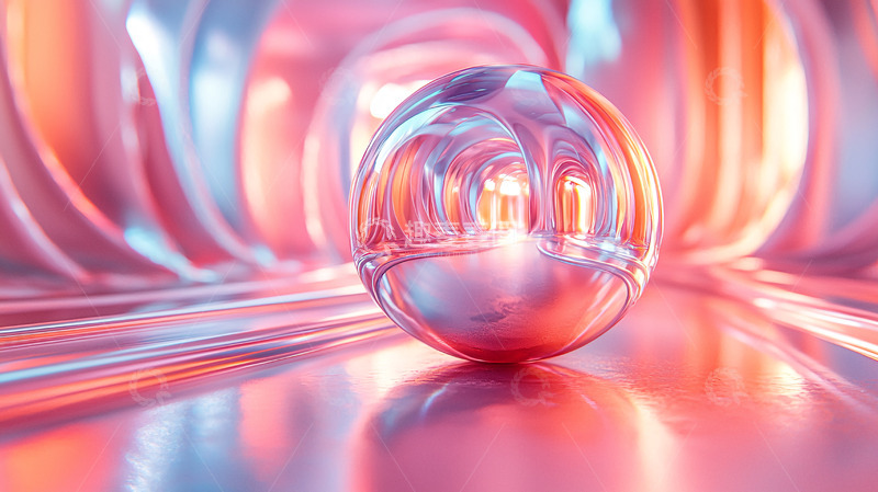 粉色光泽球体和隧道