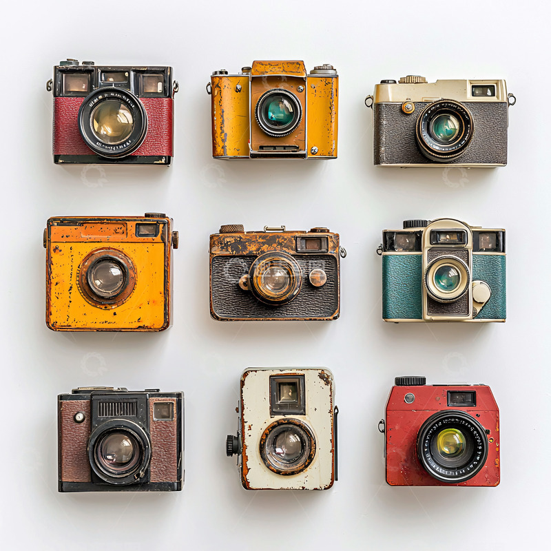 高清大图下载【趣麦麦图】九款复古老相机摆拍