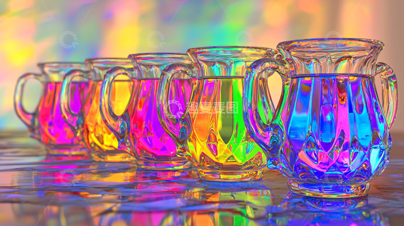 高清大图下载【趣麦麦图】彩色玻璃水壶