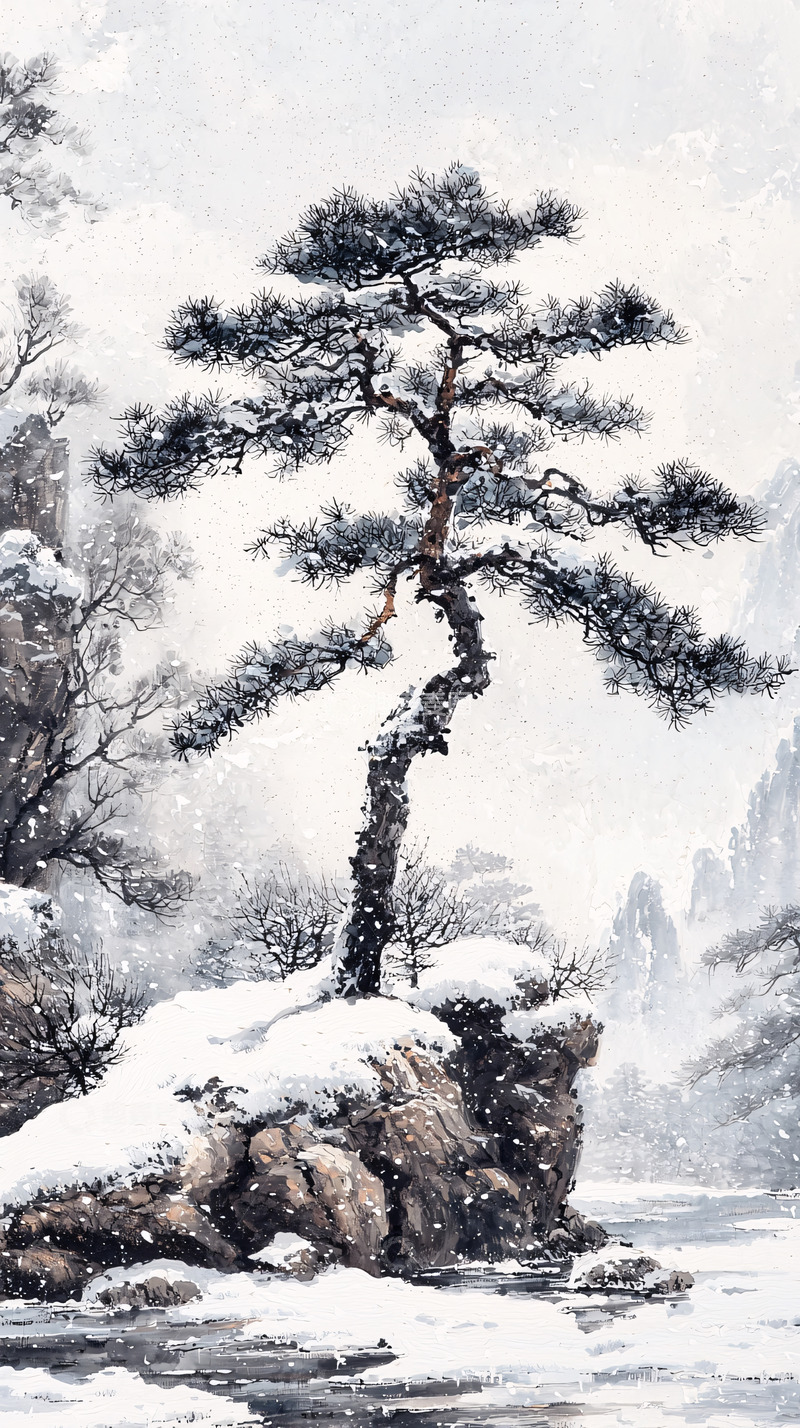 高清大图下载【趣麦麦图】雪中孤松