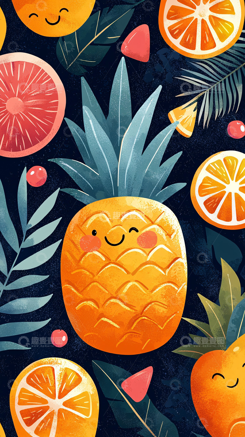 高清大图下载【趣麦麦图】可爱水果背景图案