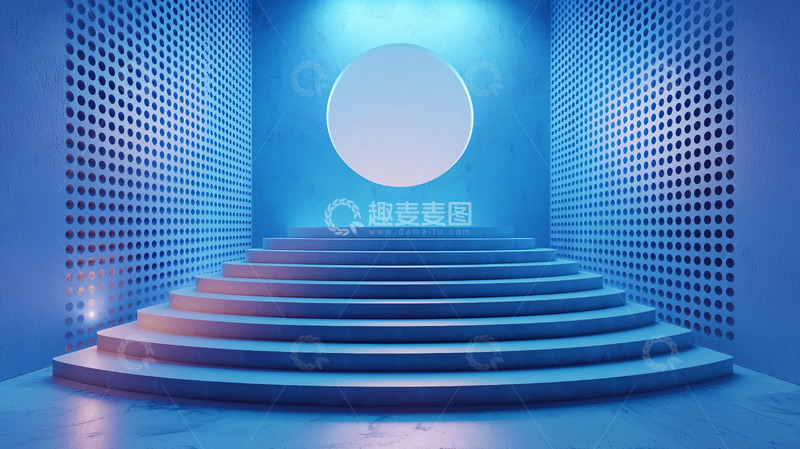 高清大图下载【趣麦麦图】蓝色阶梯背景