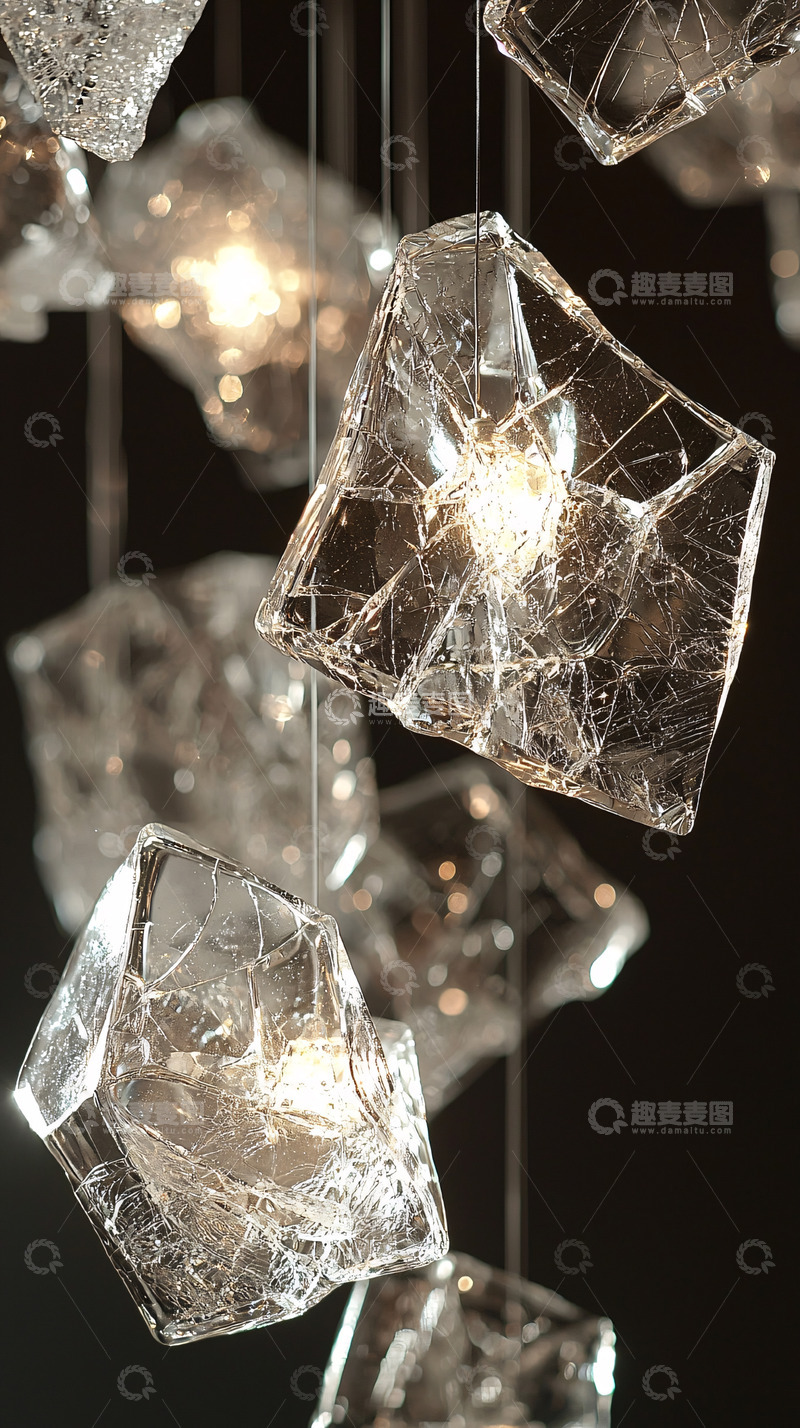 高清大图下载【趣麦麦图】冰块状透明吊灯