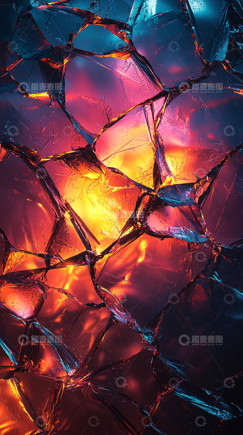 高清大图下载【趣麦麦图】破碎玻璃质感