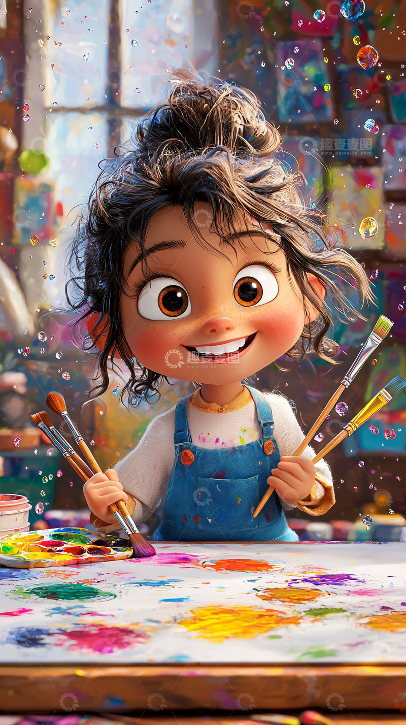 高清大图下载【趣麦麦图】可爱女孩绘画