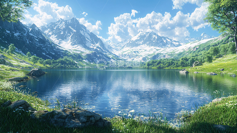 高清大图下载【趣麦麦图】雪山湖泊风景