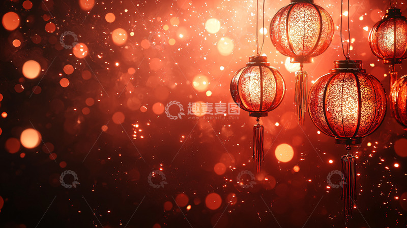 高清大图下载【趣麦麦图】红灯笼新年喜庆背景