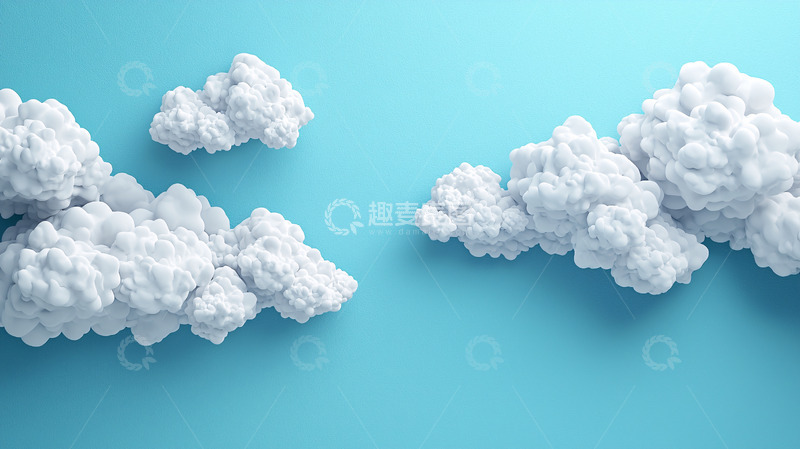 高清大图下载【趣麦麦图】蓝天上的白色棉花糖云朵