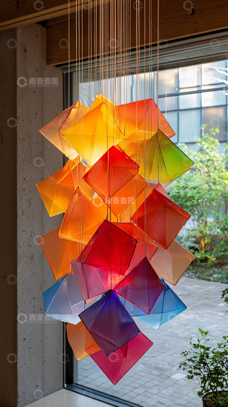 高清大图下载【趣麦麦图】彩色立方体吊灯
