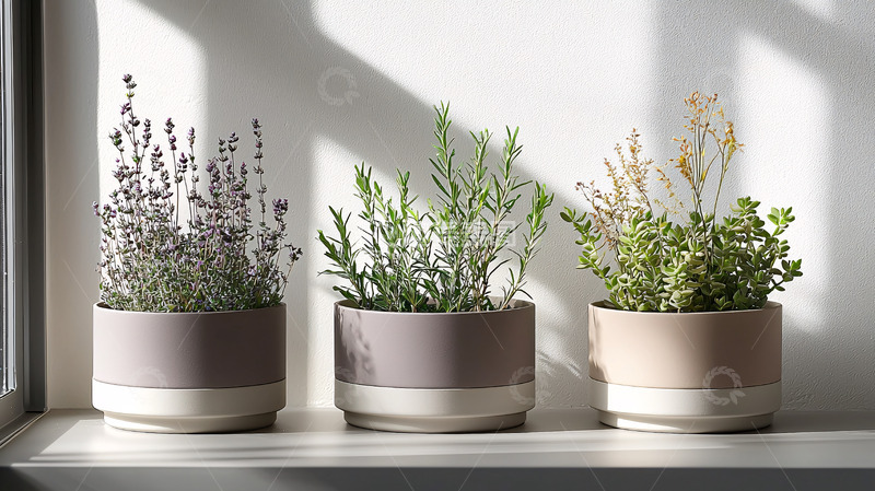 高清大图下载【趣麦麦图】盆栽植物在窗台阳光下