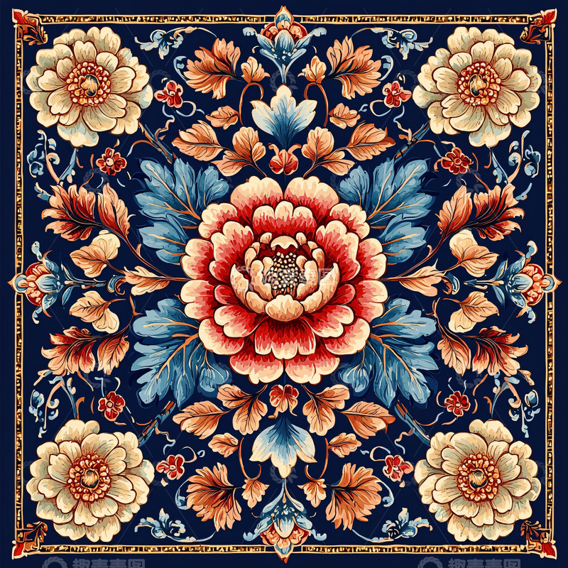 高清大图下载【趣麦麦图】精美复古花卉图案
