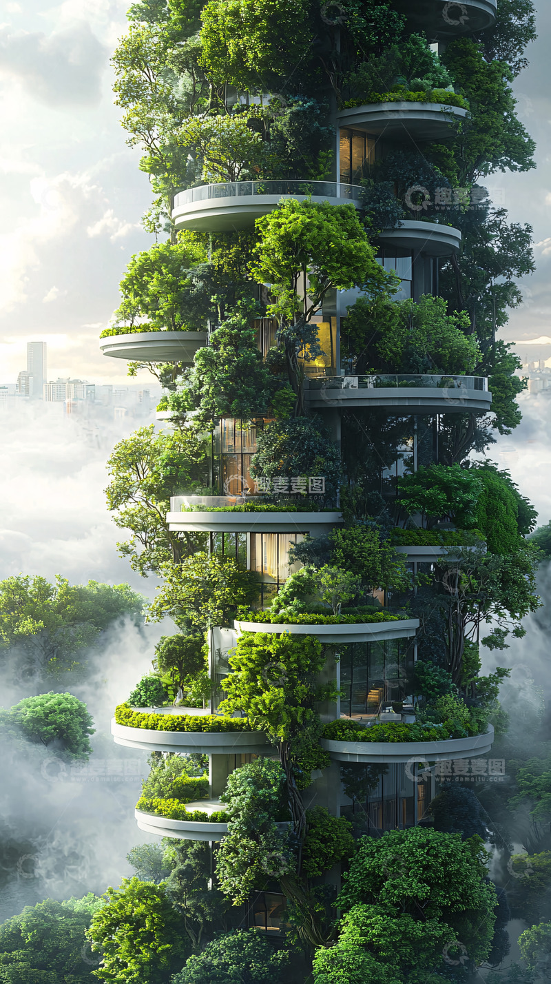 高清大图下载【趣麦麦图】绿色生态垂直森林城市