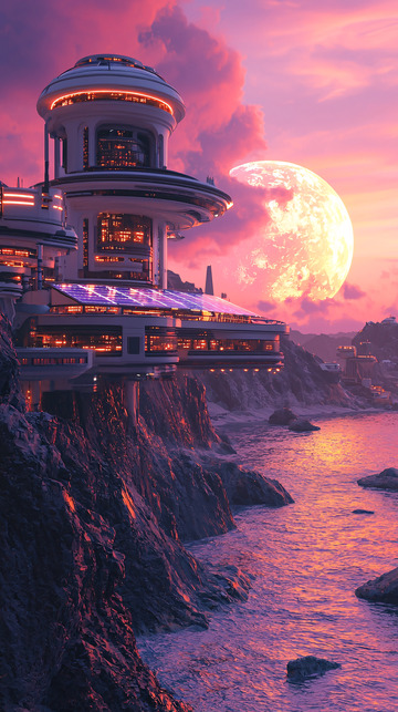 未来都市悬崖边建筑