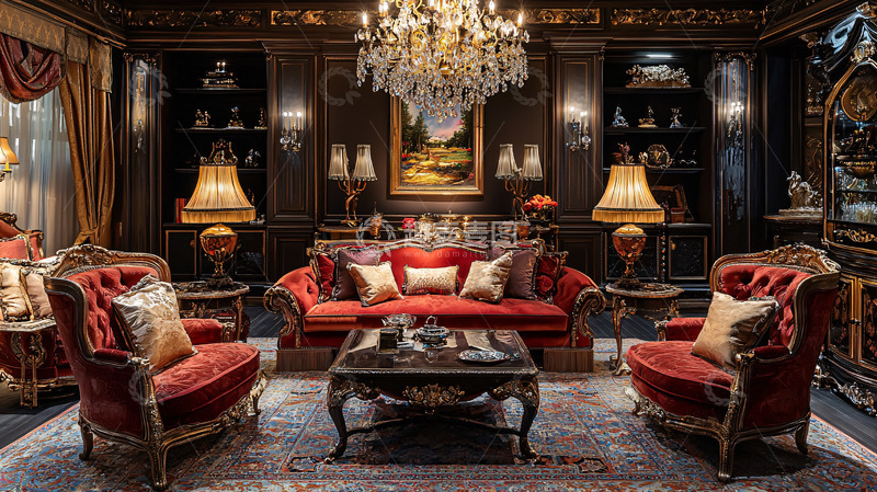 高清大图下载【趣麦麦图】欧式复古客厅
