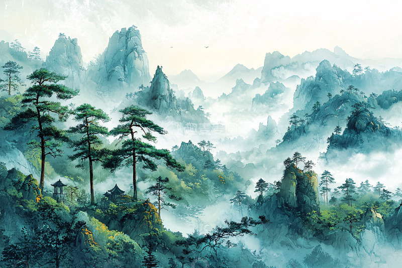 高清大图下载【趣麦麦图】水墨山水画51