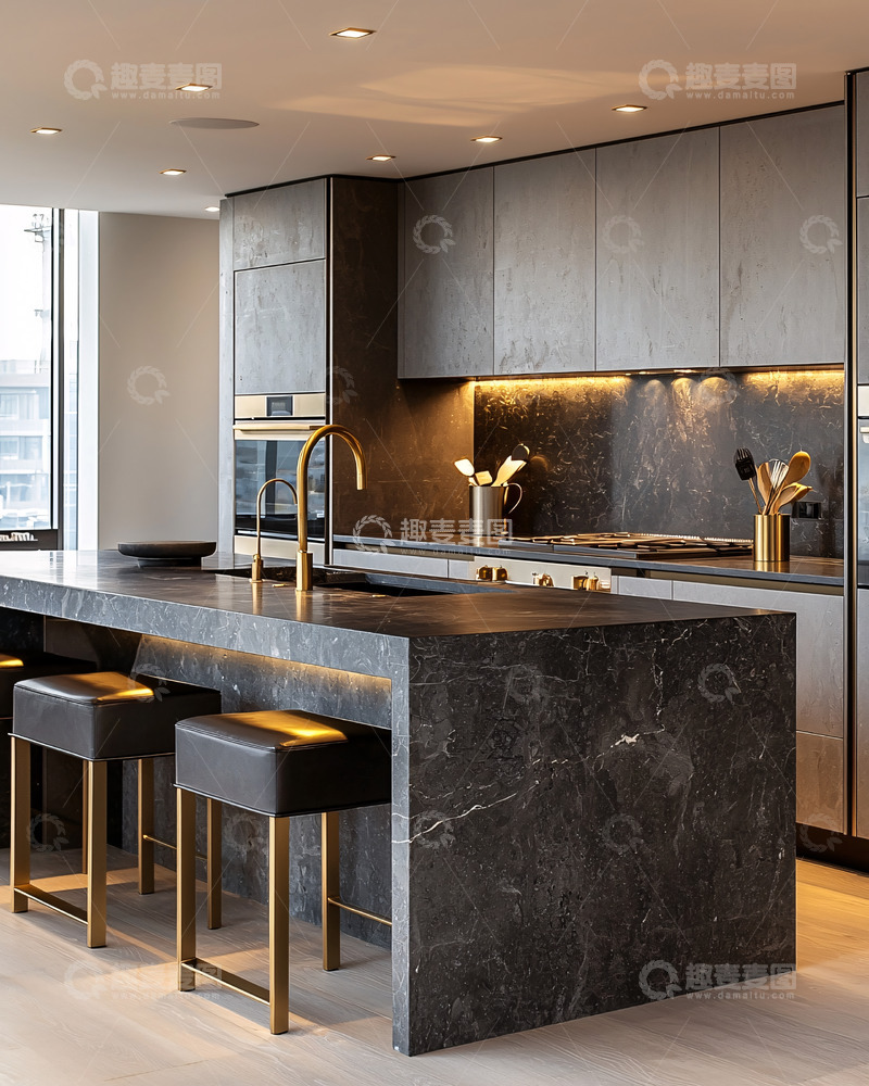 高清大图下载【趣麦麦图】现代极简灰色系厨房
