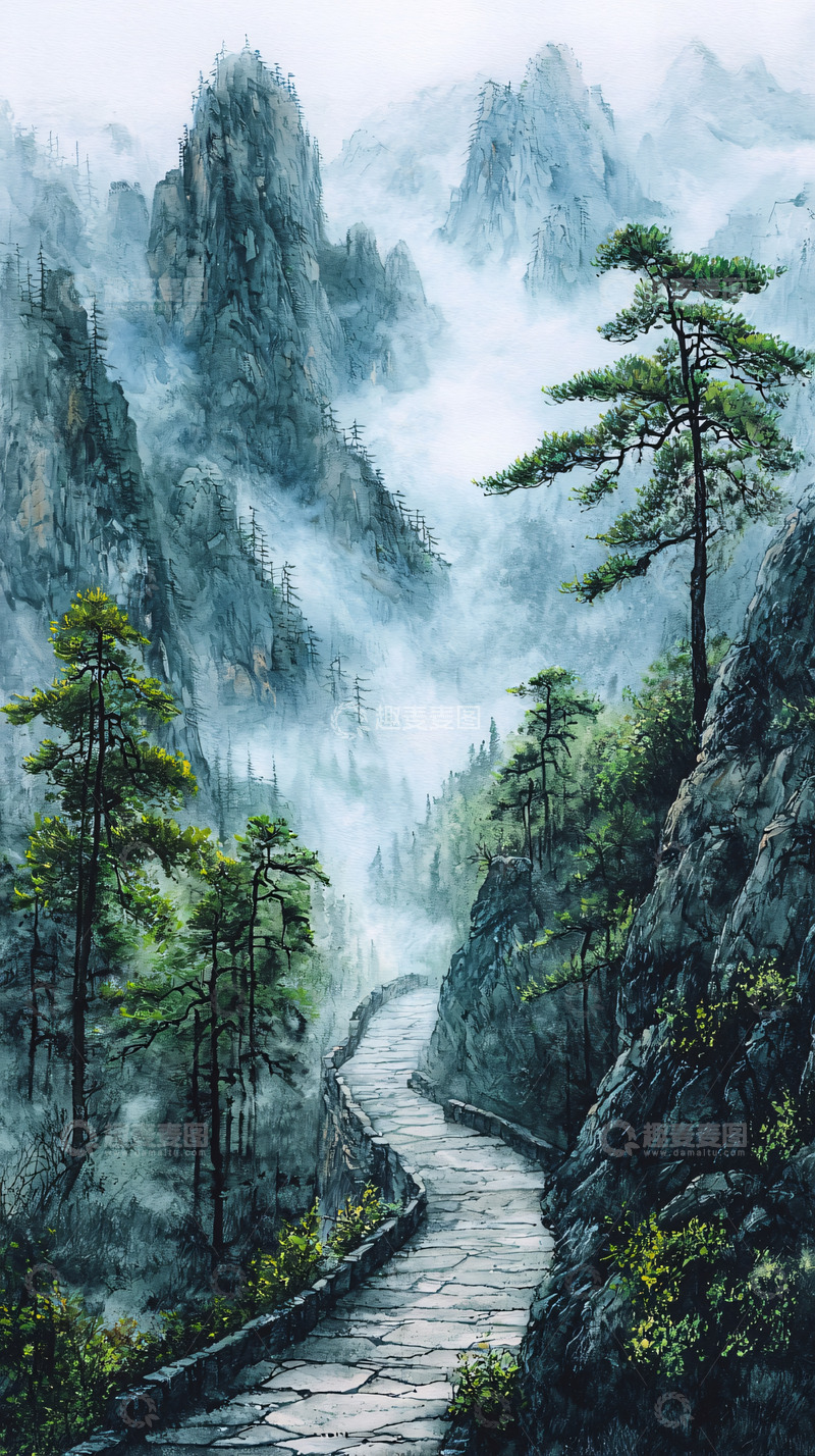 高清大图下载【趣麦麦图】仙境般山路