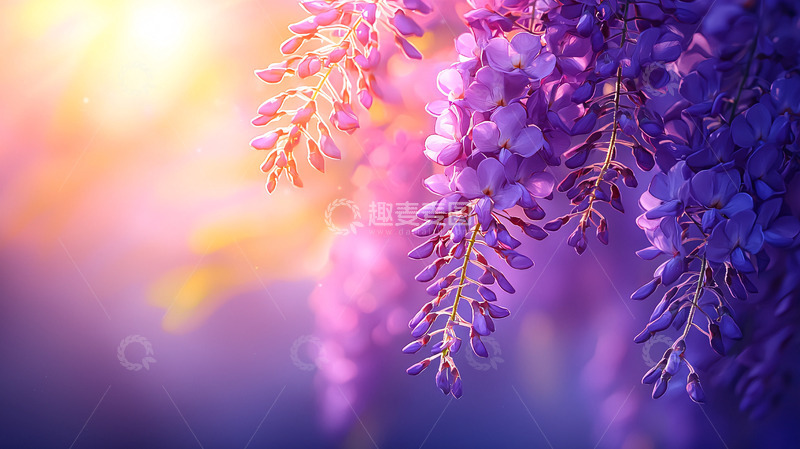 高清大图下载【趣麦麦图】阳光下紫藤花