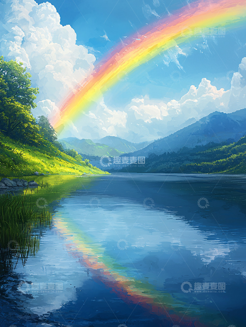 高清大图下载【趣麦麦图】彩虹湖泊山峦