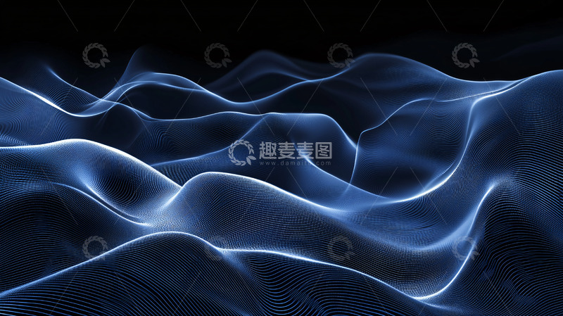 高清大图下载【趣麦麦图】深蓝色光线波浪抽象背景