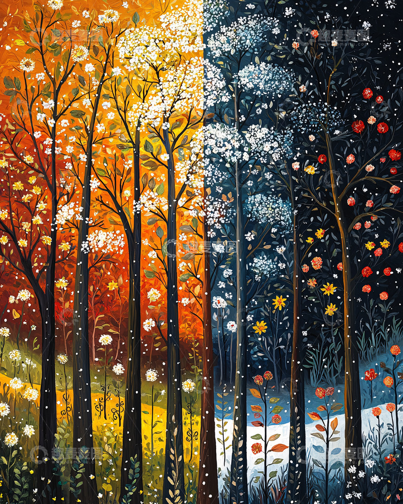 高清大图下载【趣麦麦图】四季树林
