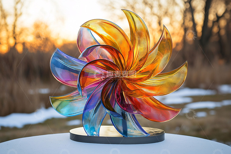 高清大图下载【趣麦麦图】彩色玻璃雕塑