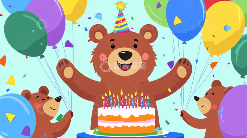 高清大图下载【趣麦麦图】卡通熊过生日