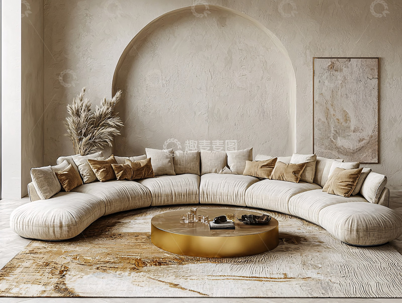高清大图下载【趣麦麦图】现代轻奢弧形沙发