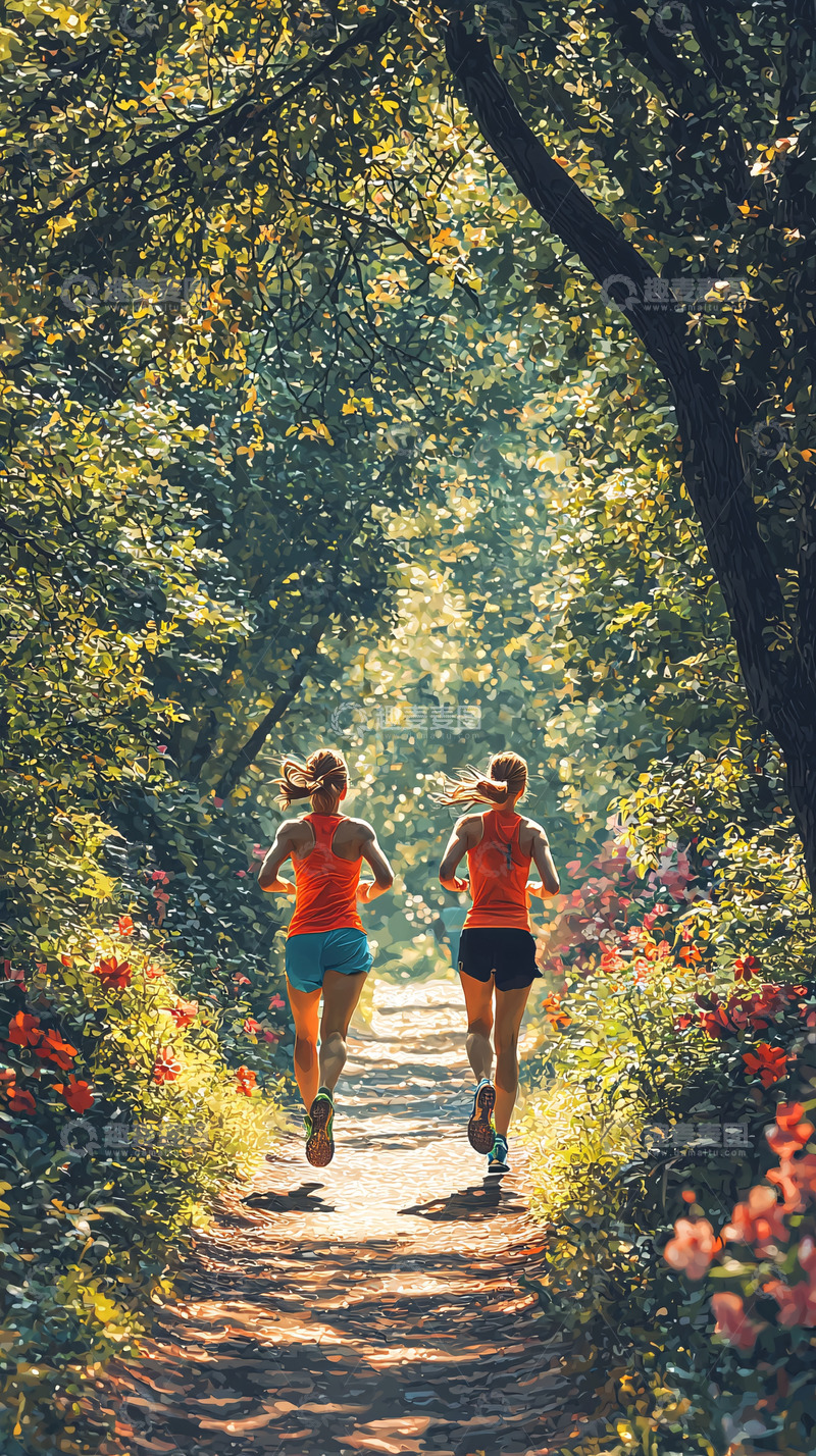 高清大图下载【趣麦麦图】森林跑步