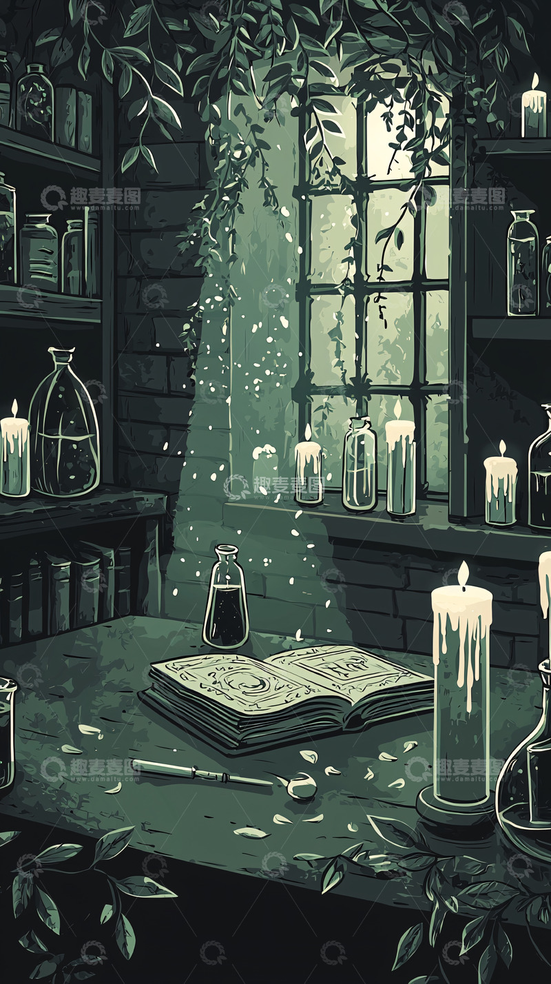 高清大图下载【趣麦麦图】神秘炼金术士的工作室