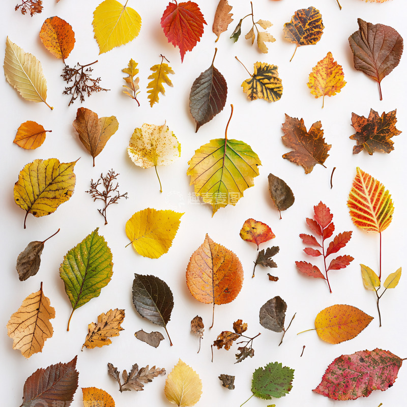 高清大图下载【趣麦麦图】秋叶白底素材