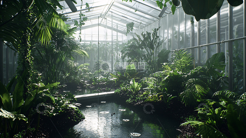高清大图下载【趣麦麦图】阳光下的室内植物园