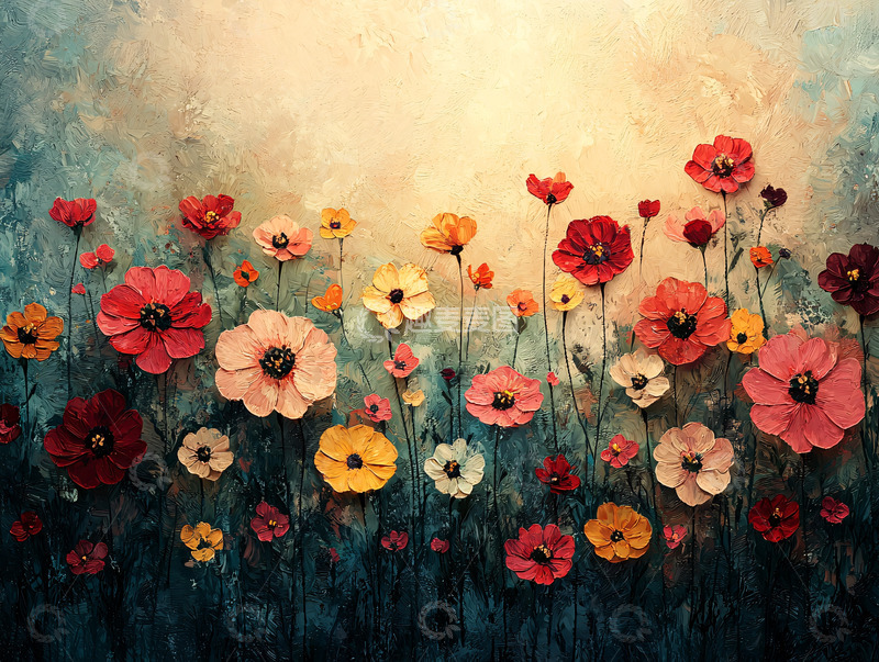 高清大图下载【趣麦麦图】花朵油画风格