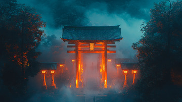 夜晚神社鸟居