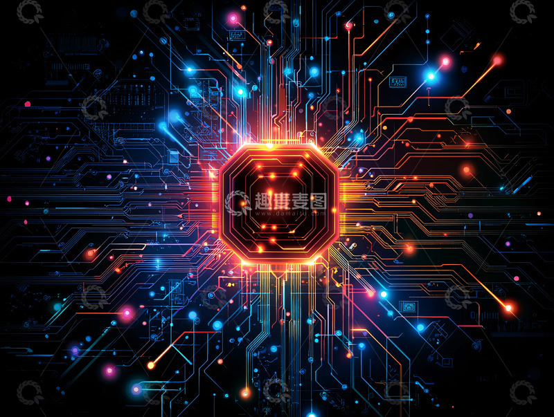 高清大图下载【趣麦麦图】科技感芯片电路