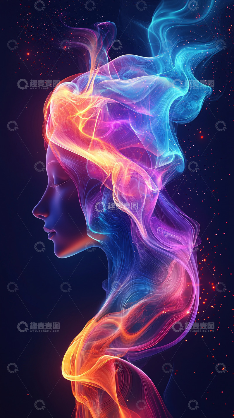 高清大图下载【趣麦麦图】色彩烟雾人像