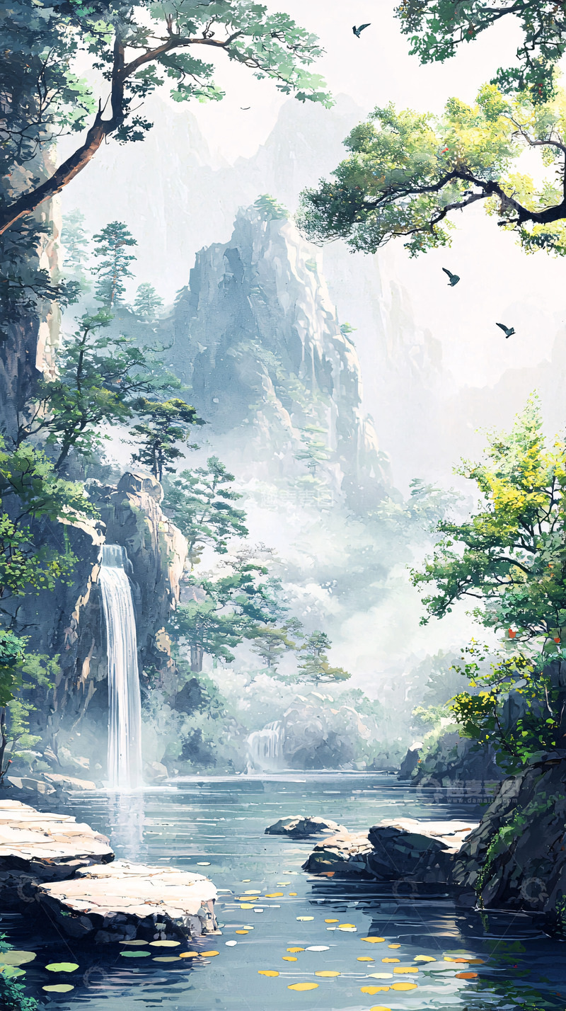 高清大图下载【趣麦麦图】水墨山水画54