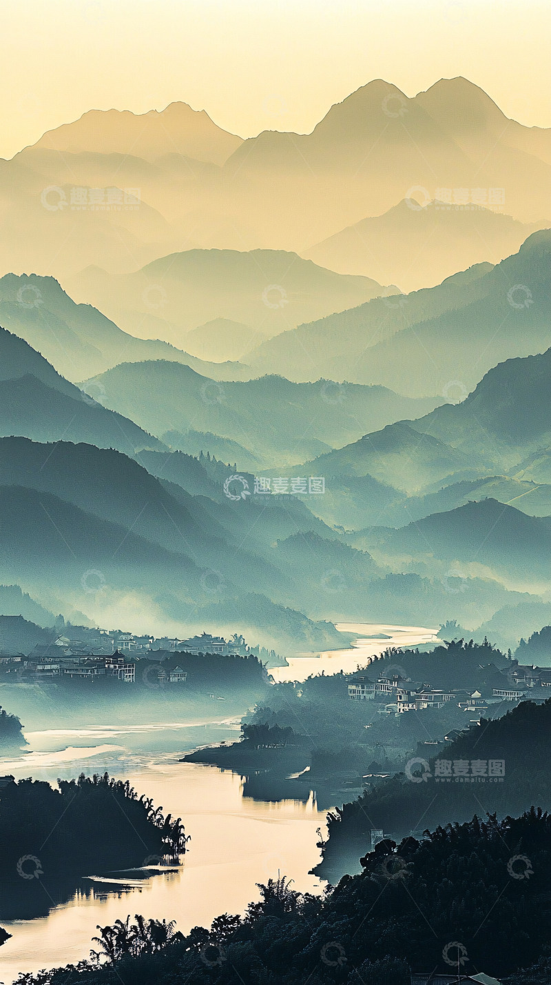 高清大图下载【趣麦麦图】层峦叠嶂晨曦山河