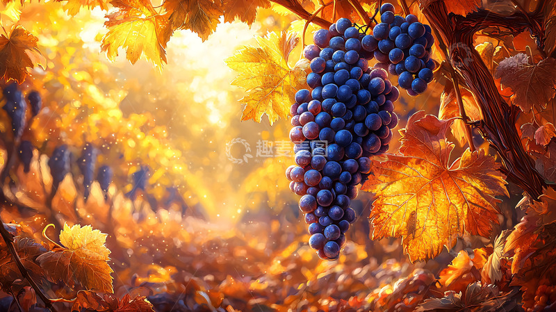 高清大图下载【趣麦麦图】秋日葡萄园丰收景象