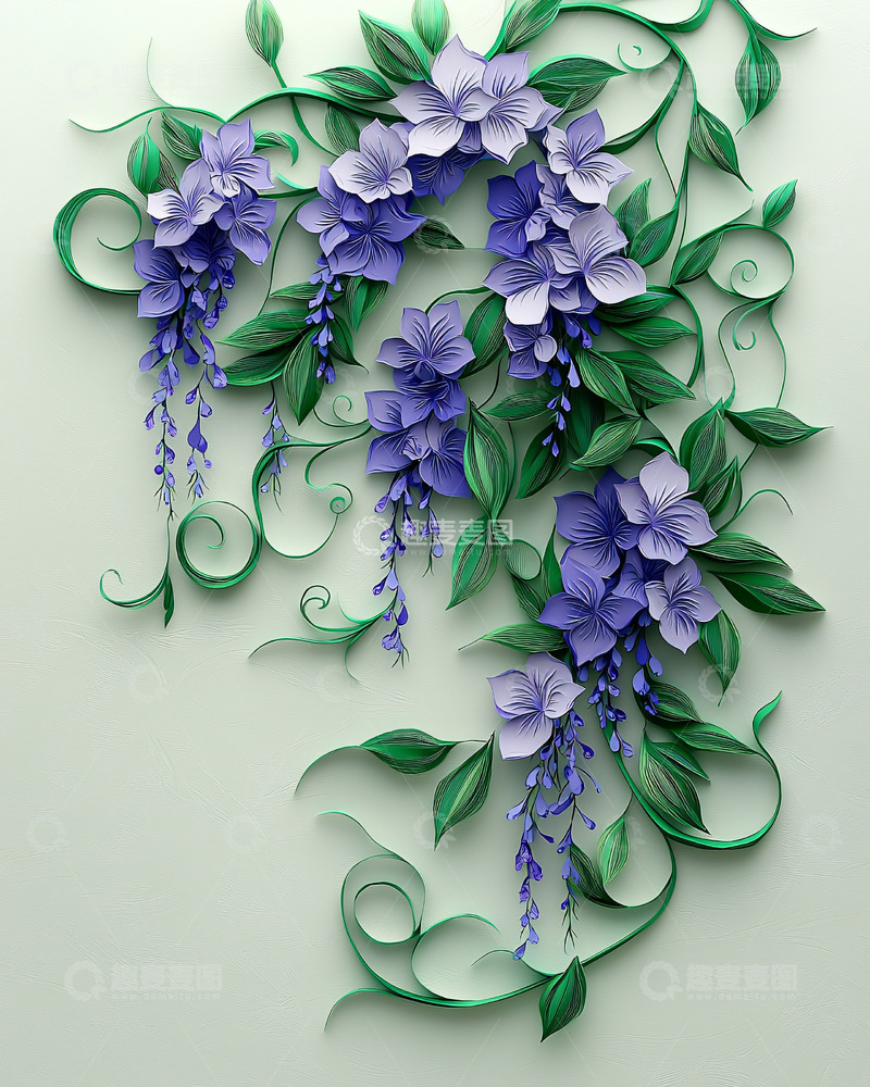 高清大图下载【趣麦麦图】紫色纸花藤蔓