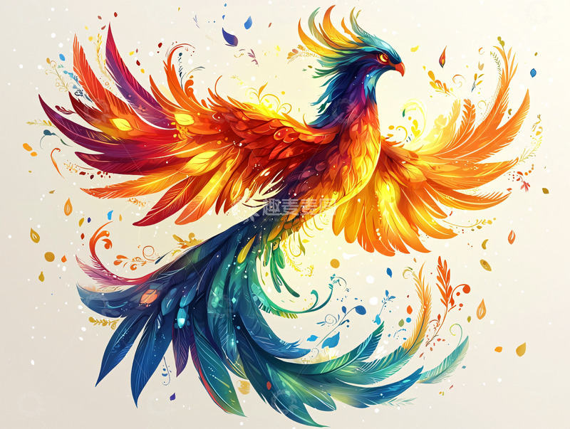 高清大图下载【趣麦麦图】彩色凤凰图