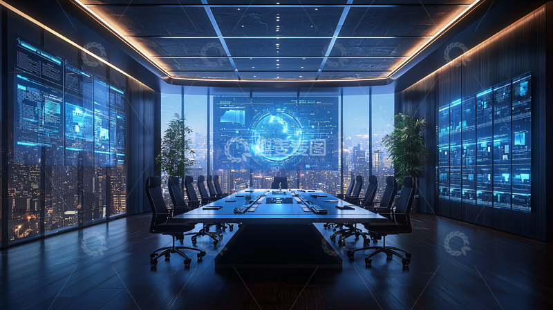 高清大图下载【趣麦麦图】科技感十足的现代化会议室